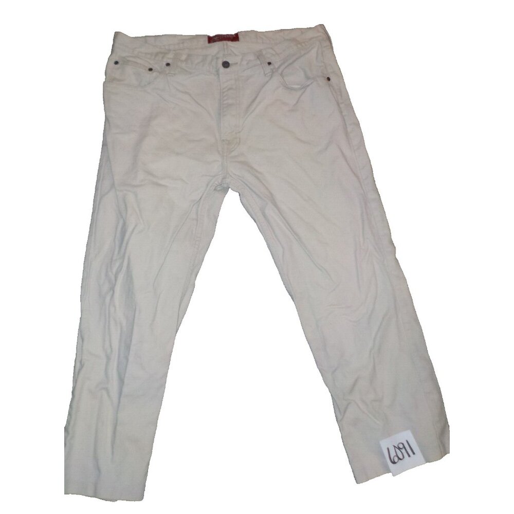 Arizona Jeans Slim Straight Tannish Cream Denim Jeans Mens Size 38 x 26 (Hemmed)